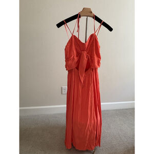 Do+Be Coral Halter Vacation Midi Dress With Cutout - Small